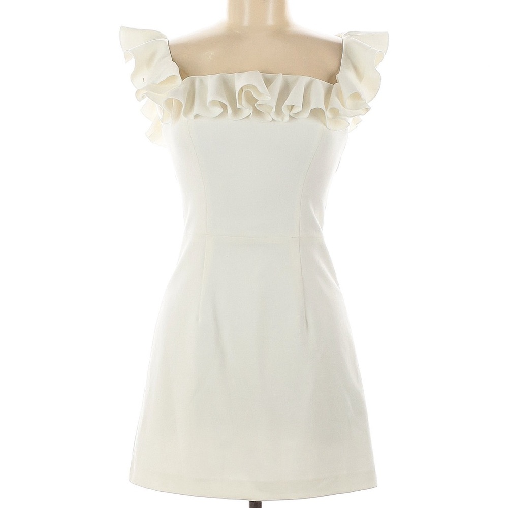 French Connection Cream Ruffle Mini Dress